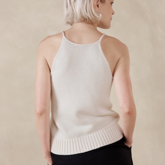 New! Banana Republic Cotton/Silk Sweater Tank, Transition Cream White, Sz Large - Picture 2 of 6